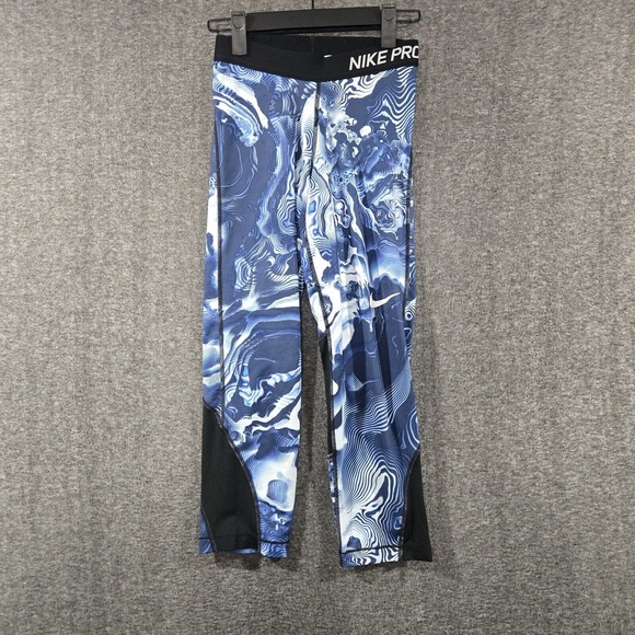 Nike Pants - Nike Pro Dri-Fit Women's Capri Leggings Blue Swirl Size‎ XS Activewear Workout